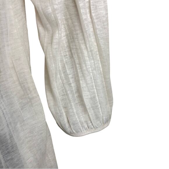 Cream Crochet Trim Henley Style Pop Over Top Scoop Neck Button Trim Loose fit - Picture 11 of 16